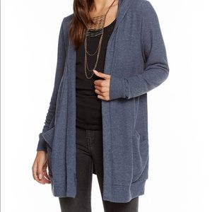 Chaser olive green open hooded cardigan